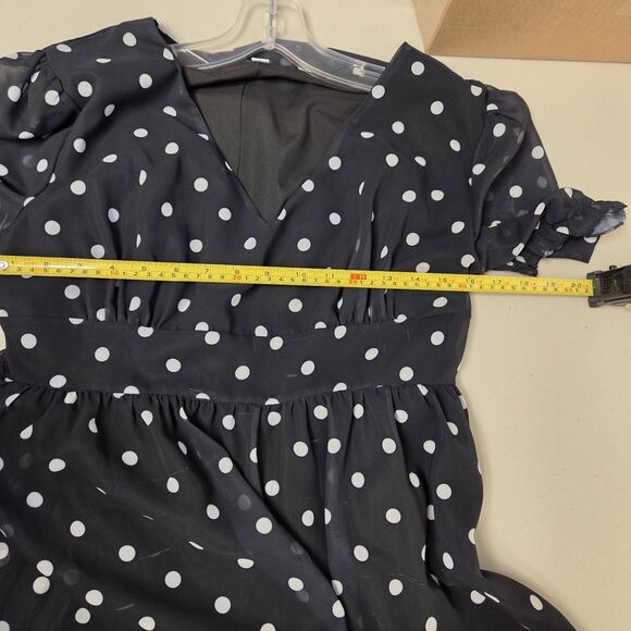 Black & White Polka Dot Dress Maxi Shear Mini underlined Slip XXL Baby doll Y2K - Picture 7 of 12